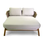 Buitenligstoel met teakhouten frame, touwen en kussens - Tent Viadurini