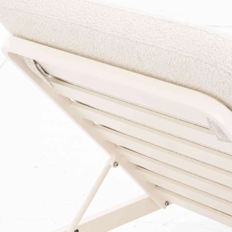 Ligstoel voor buiten van aluminium en stof met wieltjes - Solaria Viadurini