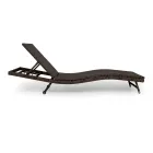 Zonnebank voor buiten in polyrotan met wielen - Meredith Viadurini