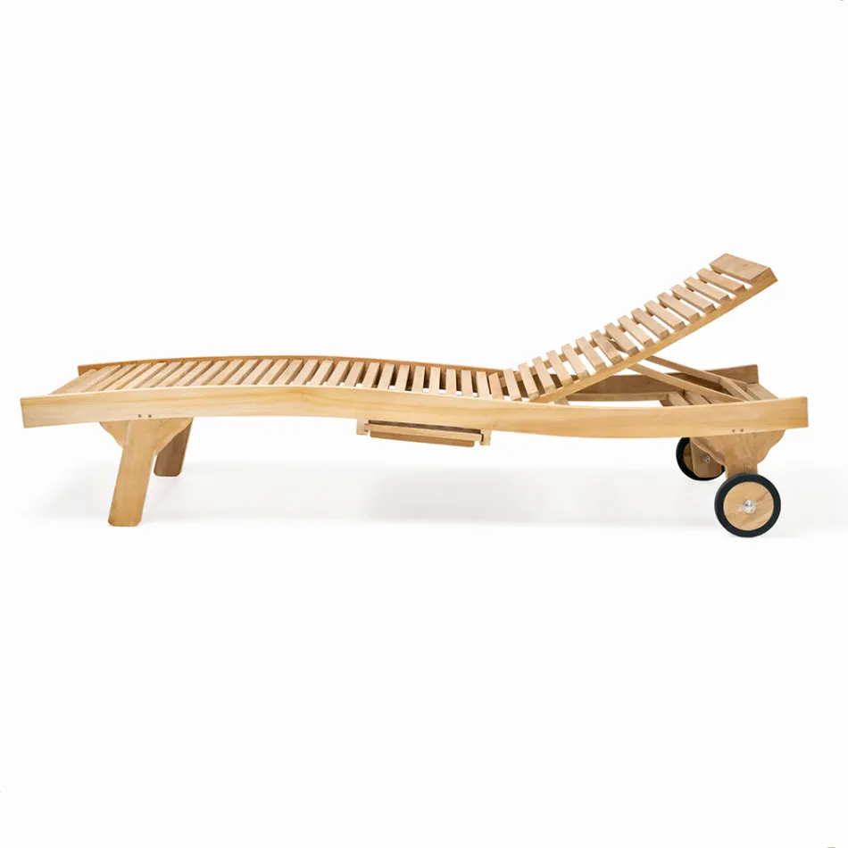 Zonnebank voor buiten in natuurlijk teakhout - Yggdrasil Viadurini