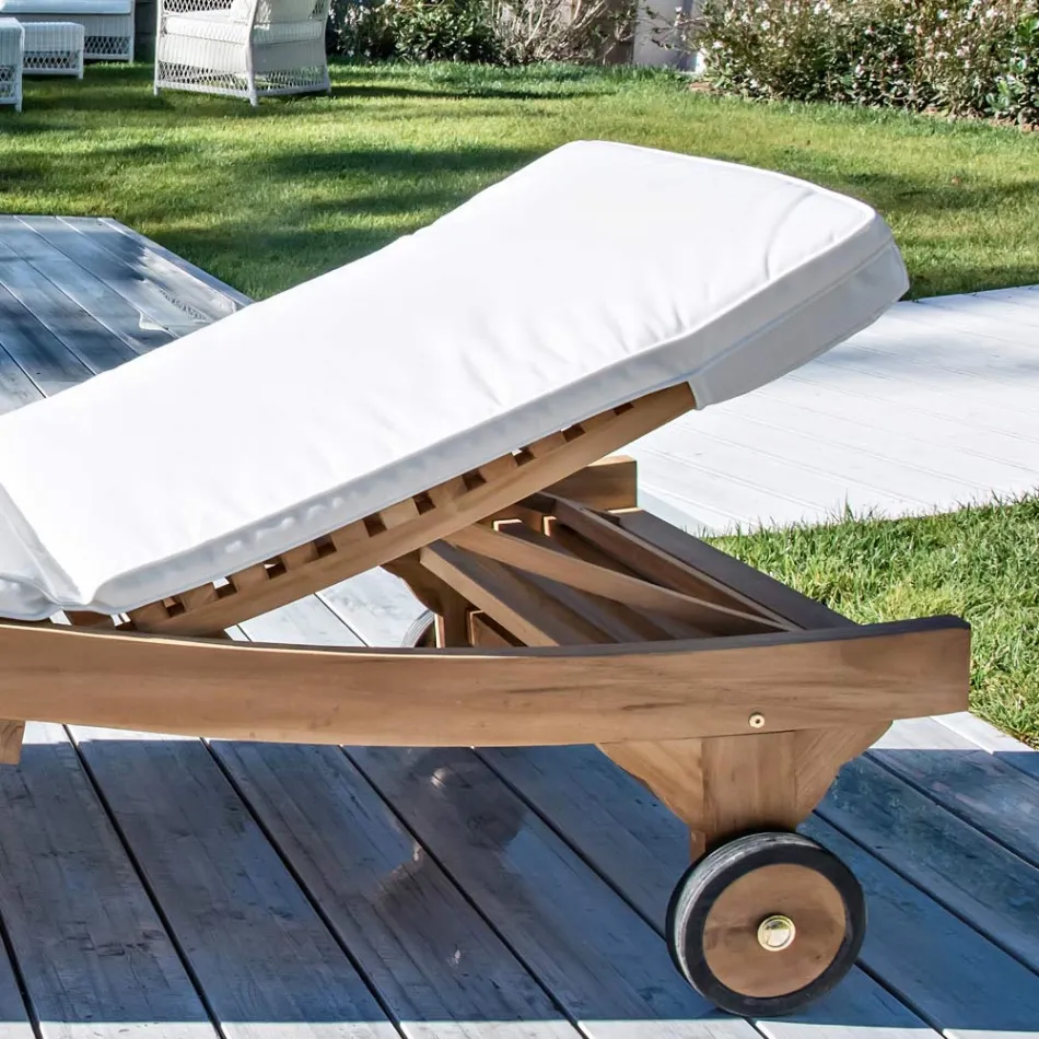 Zonnebank voor buiten in natuurlijk teakhout - Yggdrasil Viadurini