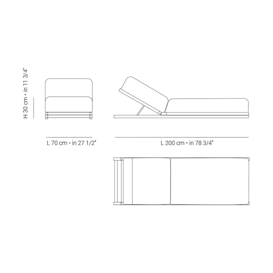 Zonnebank voor buiten in stof en houten structuur Made in Italy - Armelia Viadurini
