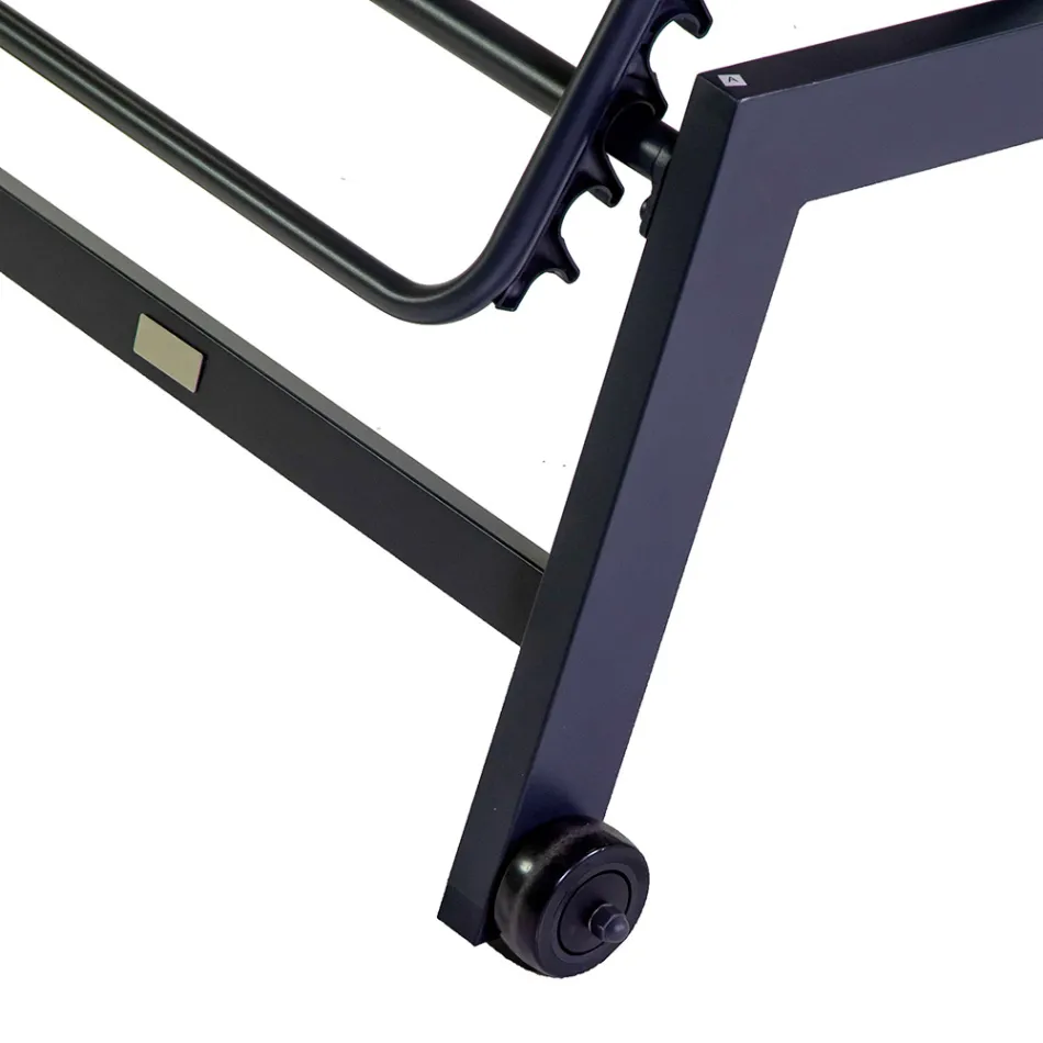 Buitenligstoel van aluminium en textilene met 2 wielen - Costume Viadurini