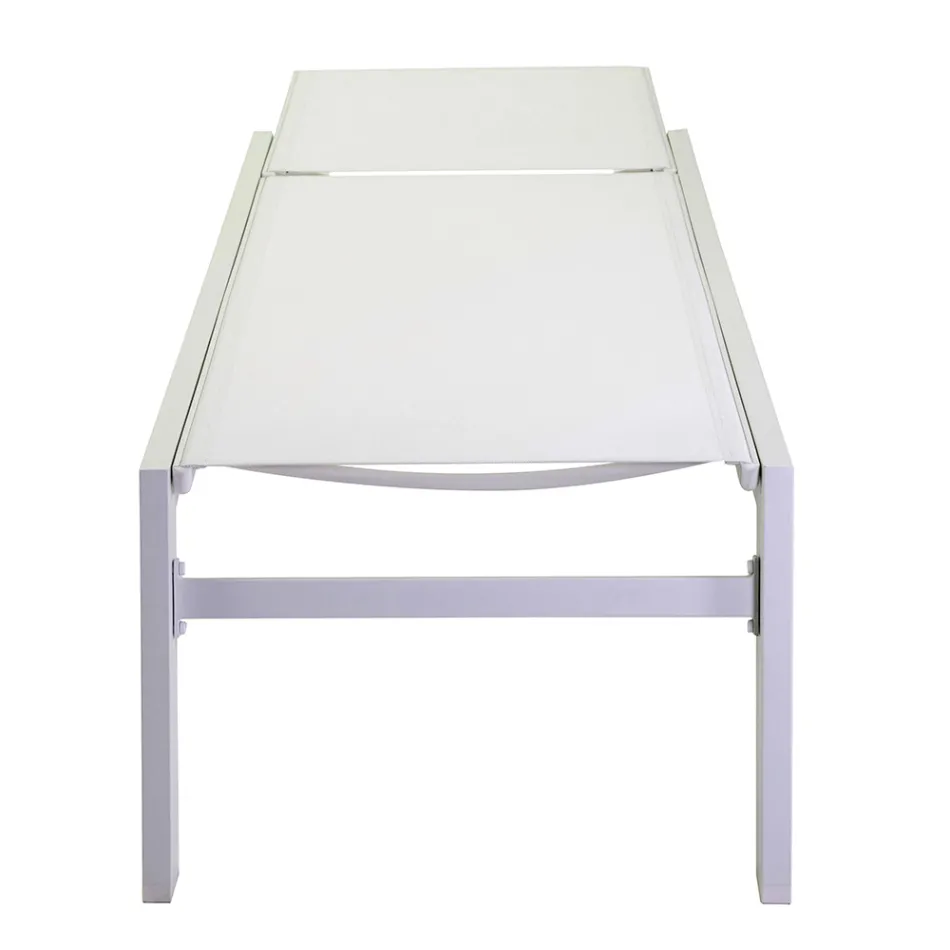 Buitenligstoel van aluminium en textilene met 2 wielen - Costume Viadurini