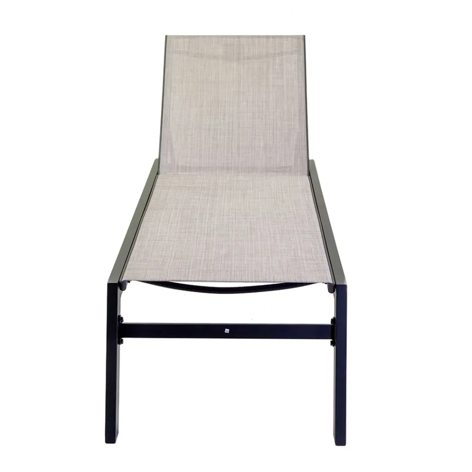 Buitenligstoel van aluminium en textilene met 2 wielen - Costume Viadurini