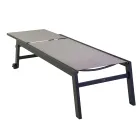 Buitenligstoel van aluminium en textilene met 2 wielen - Costume Viadurini