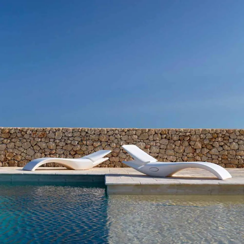 Design chaise longue tuinstoel in wit plastic - Zoe van Mayyour Viadurini