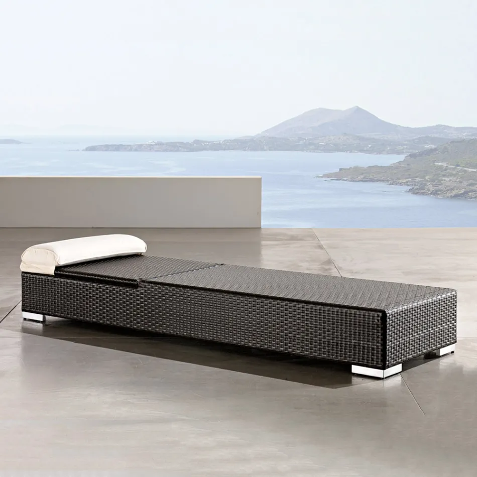 Tuinligbed van handgeweven polyrotan - Experia Viadurini