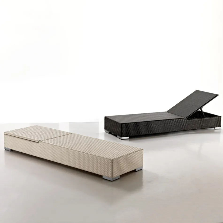 Tuinligbed van handgeweven polyrotan - Experia Viadurini