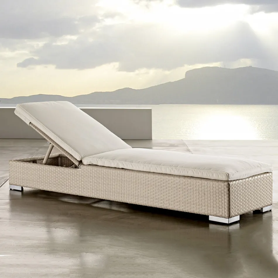 Tuinligbed van handgeweven polyrotan - Experia Viadurini