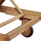 Teakhouten tuinligstoel met afneembare tafel en wielen - Oasi Viadurini