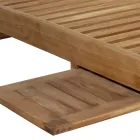 Teakhouten tuinligstoel met afneembare tafel en wielen - Oasi Viadurini