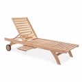 Moderne liggende tuin teak zonnebank met wielen - Canarische
