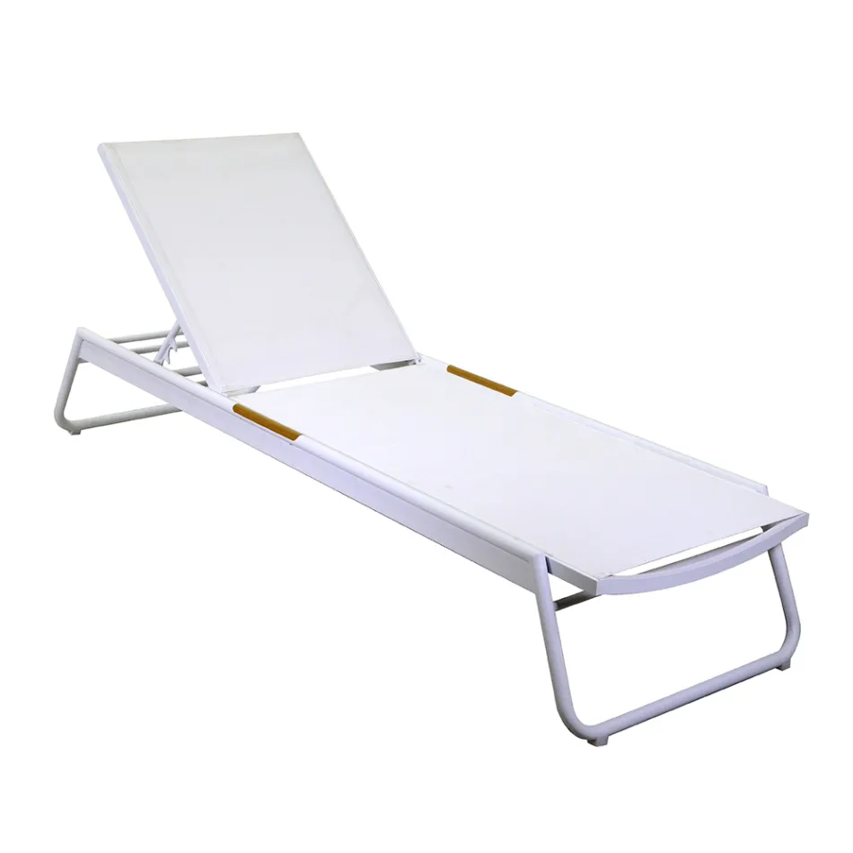 Ledikant van aluminium en textilene met polywood insert - Ink Viadurini