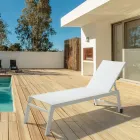 Moderne tuinzonnebank van aluminium met wielen voor buiten - Franz Viadurini