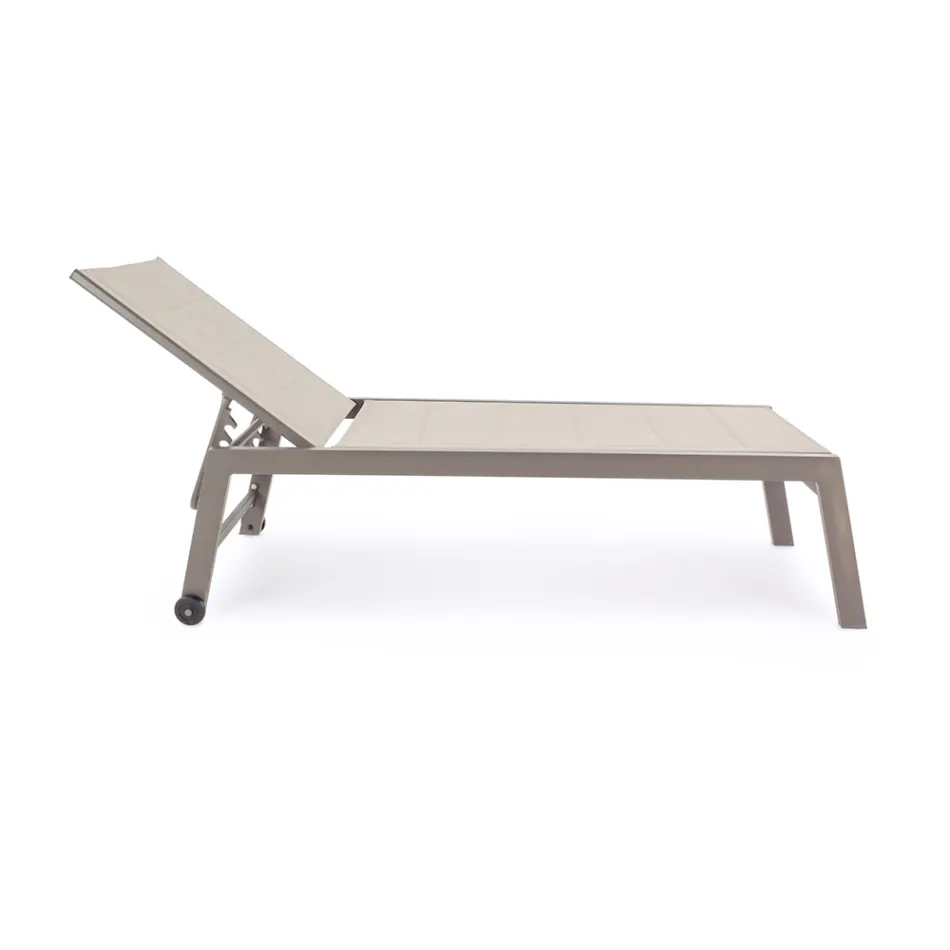Moderne tuinzonnebank van aluminium met wielen voor buiten - Franz Viadurini