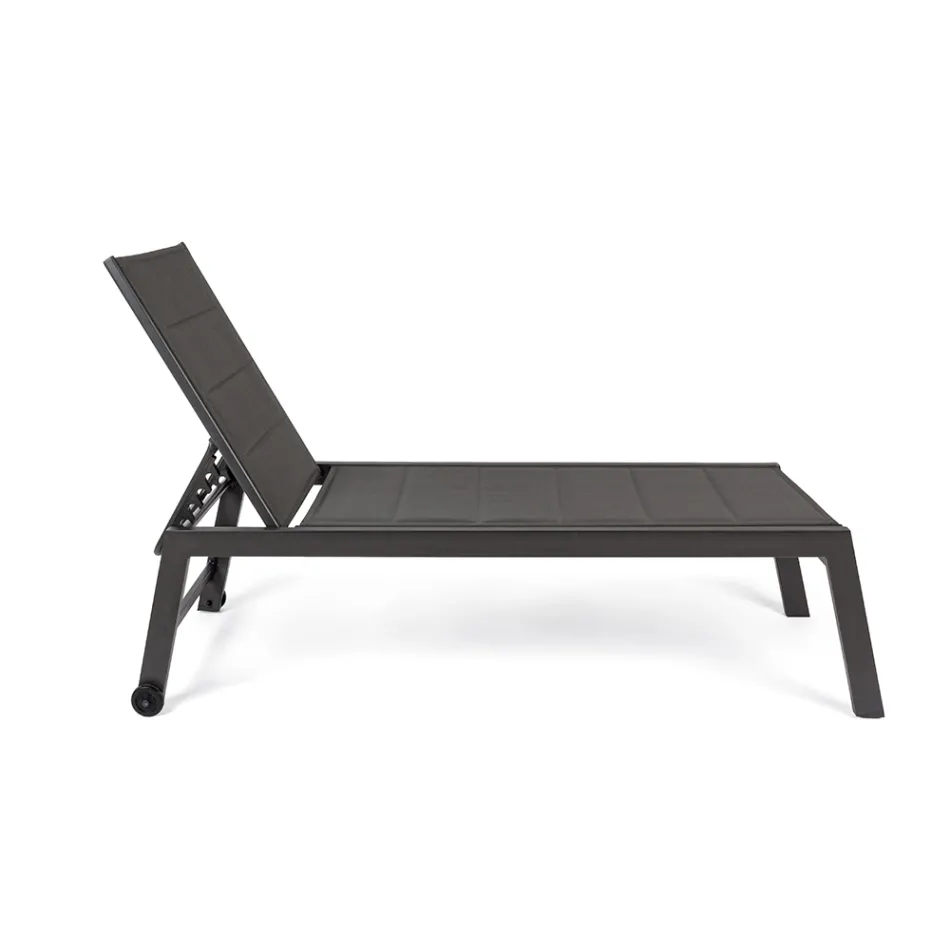 Moderne tuinzonnebank van aluminium met wielen voor buiten - Franz Viadurini