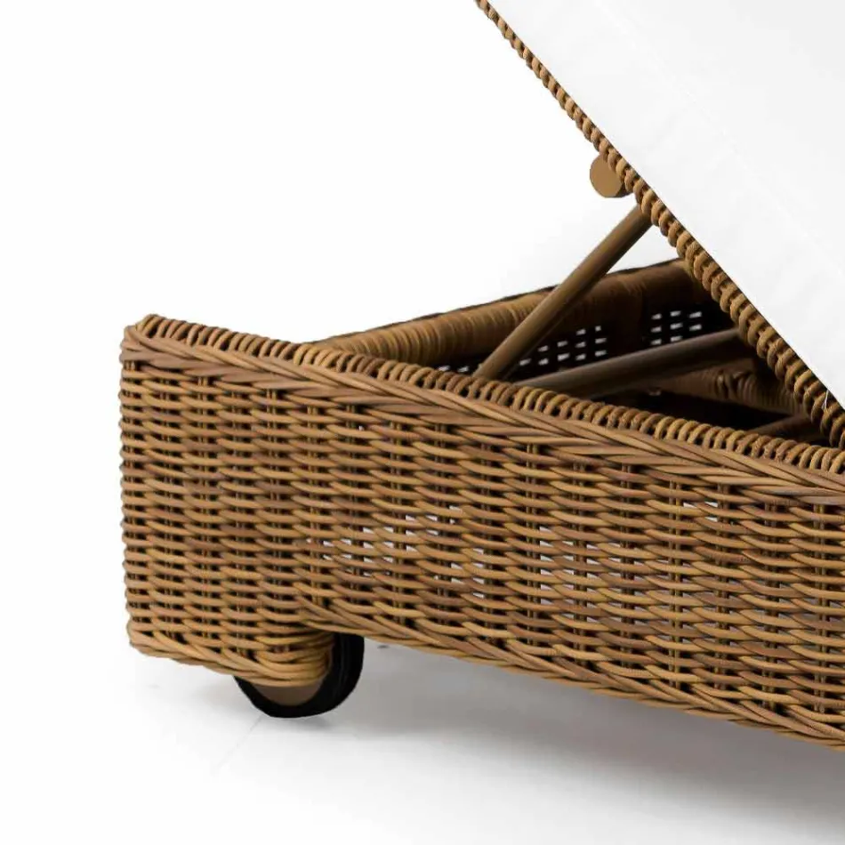 Enkele of dubbele ligstoel voor buiten in luxe synthetisch rotan - Yves Viadurini