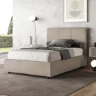 Bed van 120x200 cm met rechthoekig hoofdbord van microvezel, gemaakt in Italië - Brina Viadurini