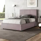 Bed van 120x200 cm met rechthoekig hoofdbord van microvezel, gemaakt in Italië - Brina Viadurini