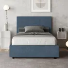 Bed van 120x200 cm met rechthoekig hoofdbord van microvezel, gemaakt in Italië - Brina Viadurini
