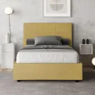 Bed van 120x200 cm met rechthoekig hoofdbord van microvezel, gemaakt in Italië - Brina Viadurini