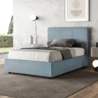 Bed van 120x200 cm met rechthoekig hoofdbord van microvezel, gemaakt in Italië - Brina Viadurini