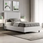 Bed van 120x200 cm met hoofdbord, versierd met verticale lijnen, gemaakt in Italië - Pattini Viadurini