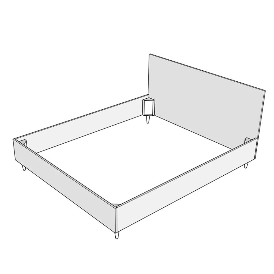 Bed van 120x200 cm met hoofdbord, versierd met verticale lijnen, gemaakt in Italië - Pattini Viadurini