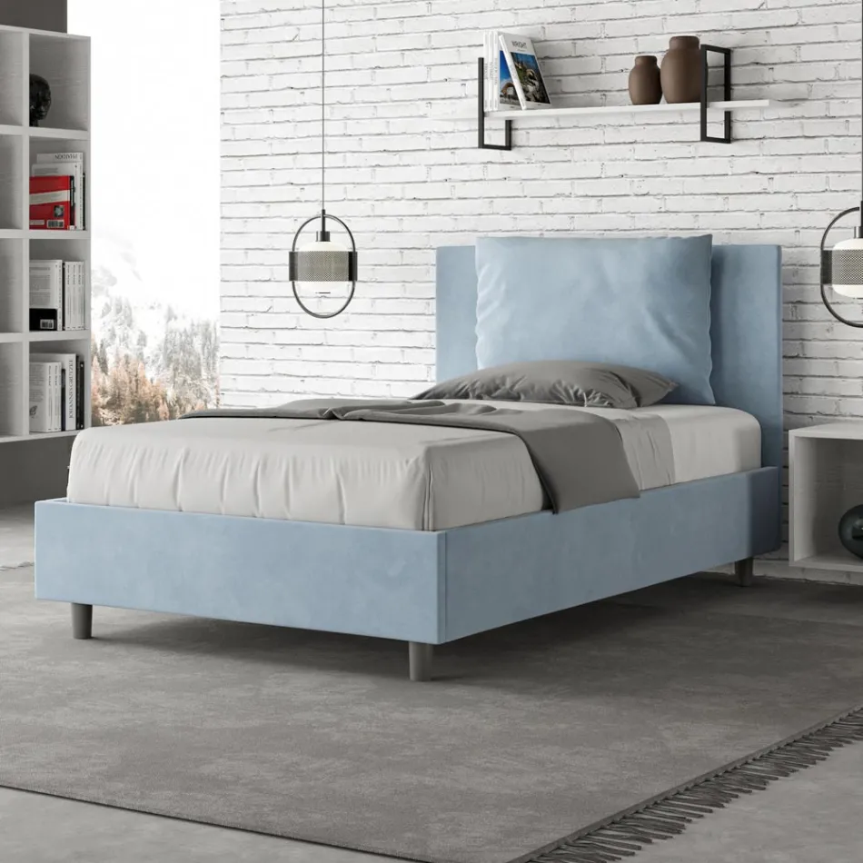 Hoofdbord van 120x200 cm met microvezelkussens, gemaakt in Italië - Olympics Viadurini