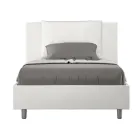 Bed van 120x200 cm met hoofdbord en kunstlederen kussens, gemaakt in Italië - Olimpiadi Viadurini