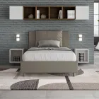 Bed van 120x200 cm met hoofdbord en kunstlederen kussens, gemaakt in Italië - Olimpiadi Viadurini