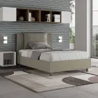 Bed van 120x200 cm met hoofdbord en kunstlederen kussens, gemaakt in Italië - Olimpiadi Viadurini
