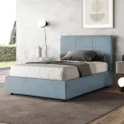 Bed van 140x200 cm met rechthoekig hoofdbord van microvezel, gemaakt in Italië - Brina Viadurini