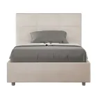 Bed van 140x200 cm met rechthoekig hoofdbord van microvezel, gemaakt in Italië - Brina Viadurini