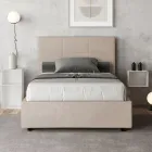 Bed van 140x200 cm met rechthoekig hoofdbord van microvezel, gemaakt in Italië - Brina Viadurini