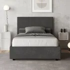 Bed van 140x200 cm met rechthoekig hoofdbord van microvezel, gemaakt in Italië - Brina Viadurini