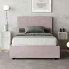Bed van 140x200 cm met rechthoekig hoofdbord van microvezel, gemaakt in Italië - Brina Viadurini