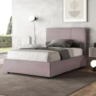 Bed van 140x200 cm met rechthoekig hoofdbord van microvezel, gemaakt in Italië - Brina Viadurini