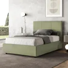 Bed van 140x200 cm met rechthoekig hoofdbord van microvezel, gemaakt in Italië - Brina Viadurini