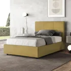 Bed van 140x200 cm met rechthoekig hoofdbord van microvezel, gemaakt in Italië - Brina Viadurini