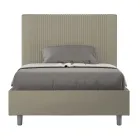 Bed van 140x200 cm met hoofdbord, versierd met verticale lijnen, gemaakt in Italië - Pattini Viadurini