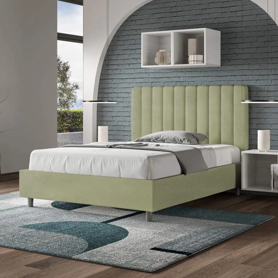 Microvezelmatras van 140x200 cm met symmetrische verticale lijnen, gemaakt in Italië - Glove Viadurini