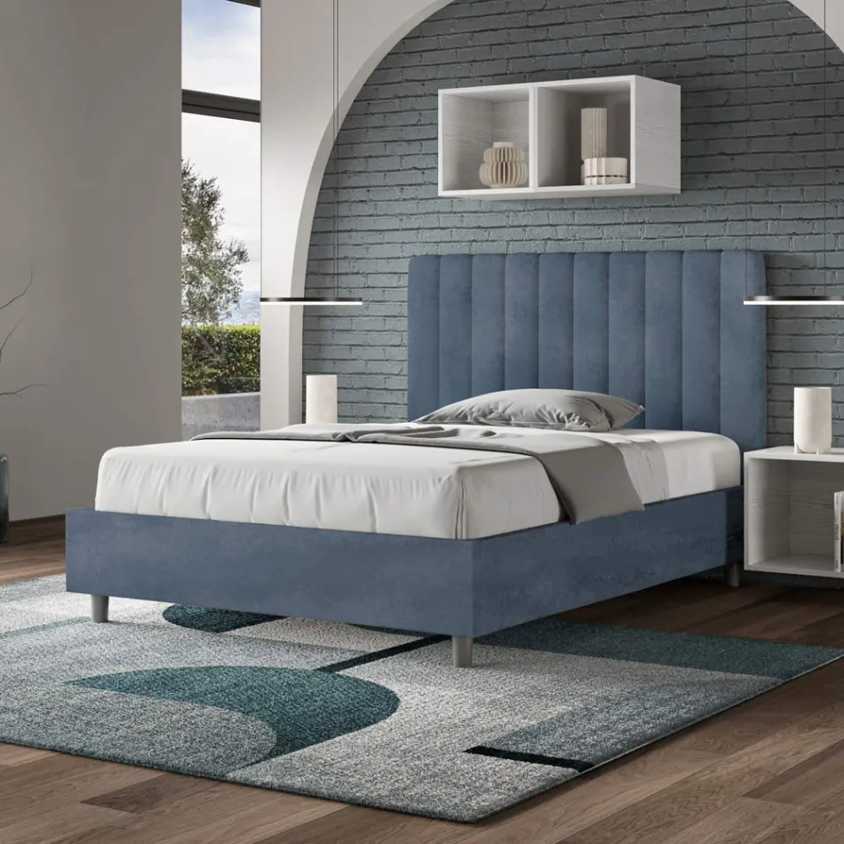 Microvezelmatras van 140x200 cm met symmetrische verticale lijnen, gemaakt in Italië - Glove Viadurini