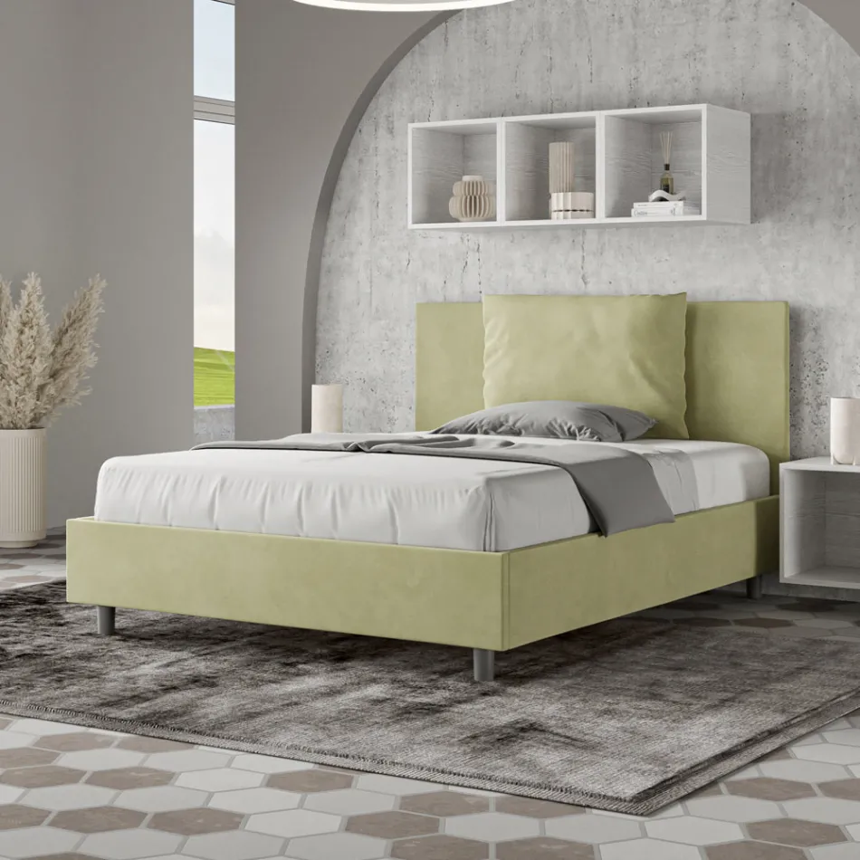 Hoofdbord van 140x200 cm met microvezelkussens, gemaakt in Italië - Olympics Viadurini