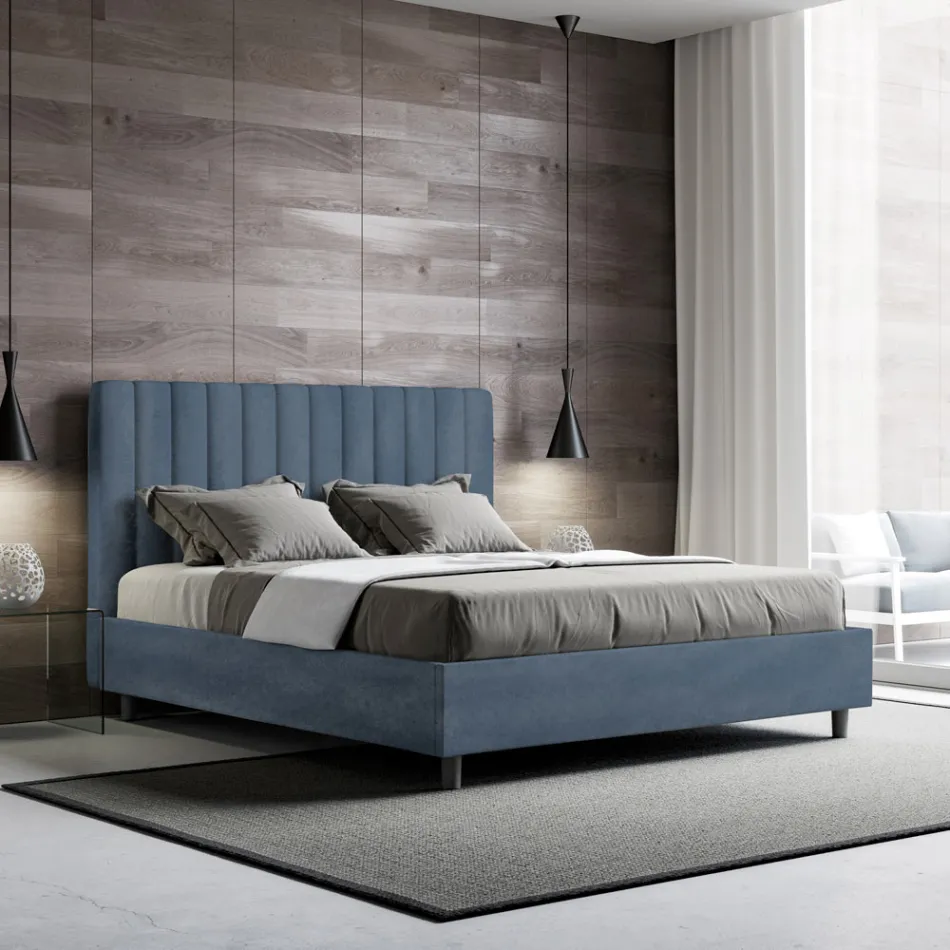 Microvezelmatras van 160x200 cm met symmetrische verticale lijnen, gemaakt in Italië - Glove Viadurini