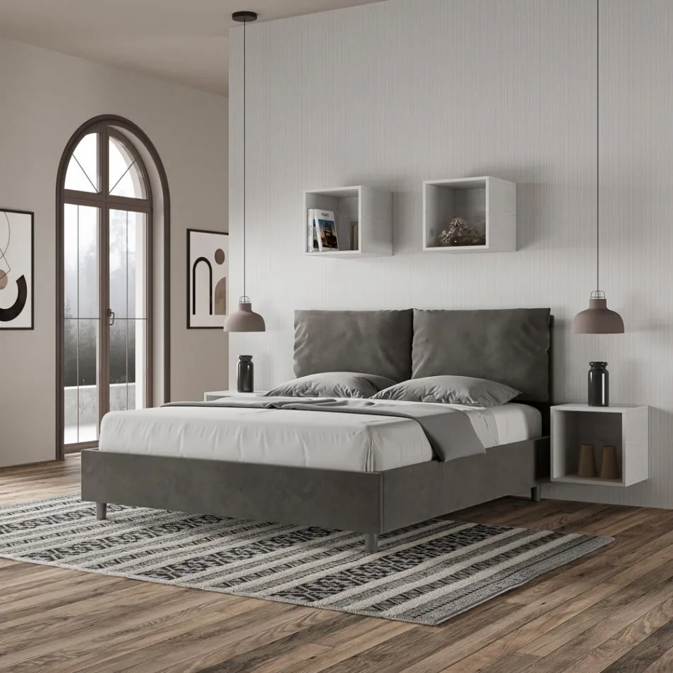 Hoofdbord van 160x200 cm met microvezelkussens, gemaakt in Italië - Olympics Viadurini