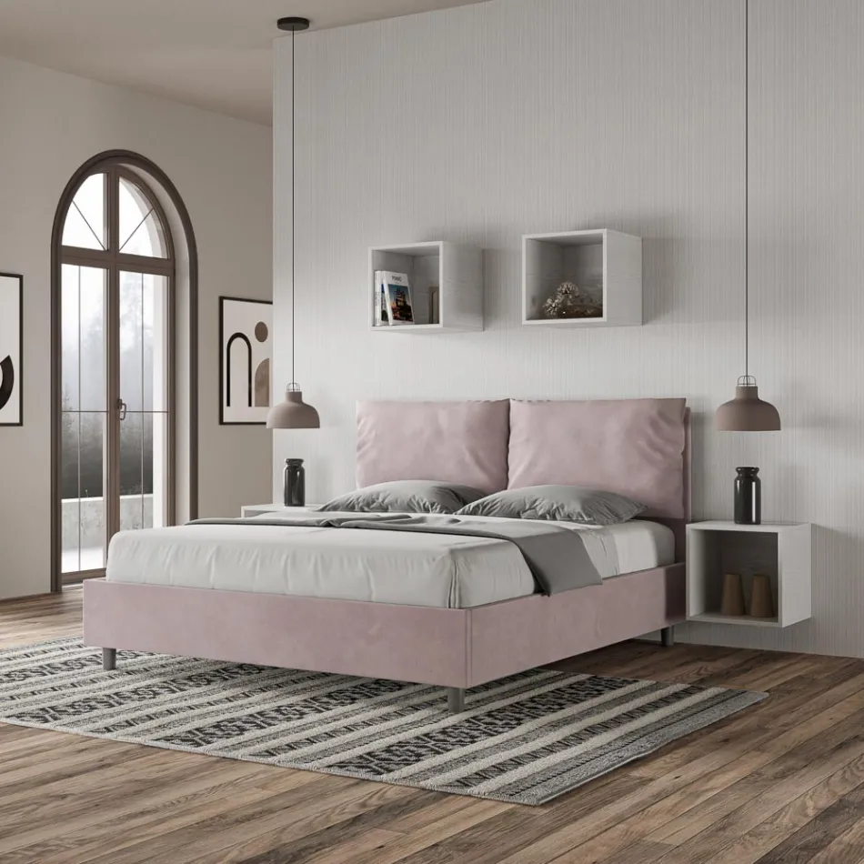 Hoofdbord van 160x200 cm met microvezelkussens, gemaakt in Italië - Olympics Viadurini