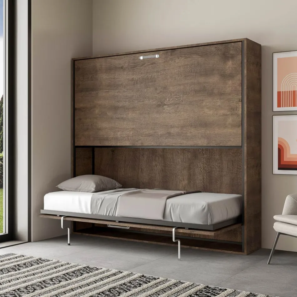 Horizontaal opvouwbaar stapelbed gemaakt in Italië - Samenwerking Viadurini