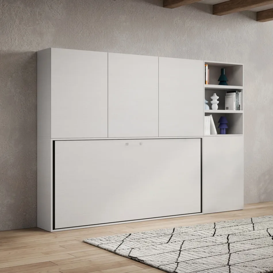 Eenpersoons Murphy-bed in verschillende samenstellingen - Samenwerking Viadurini